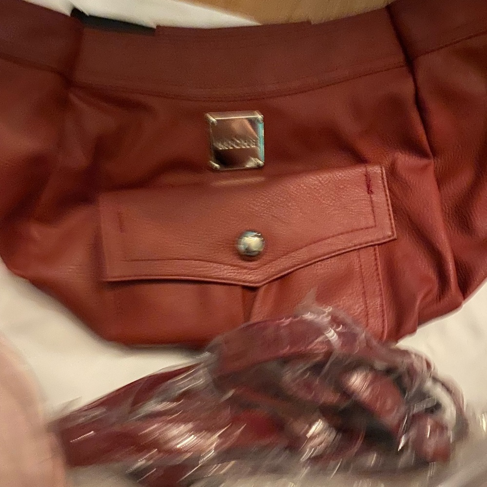 Miche Leather  Bag with Front Pocket and Strap Burgundy